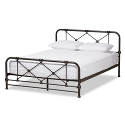 Baxton Studio Beatrice Modern And Contemporary Stippled Black Finished Metal Queen Size Platform Bed